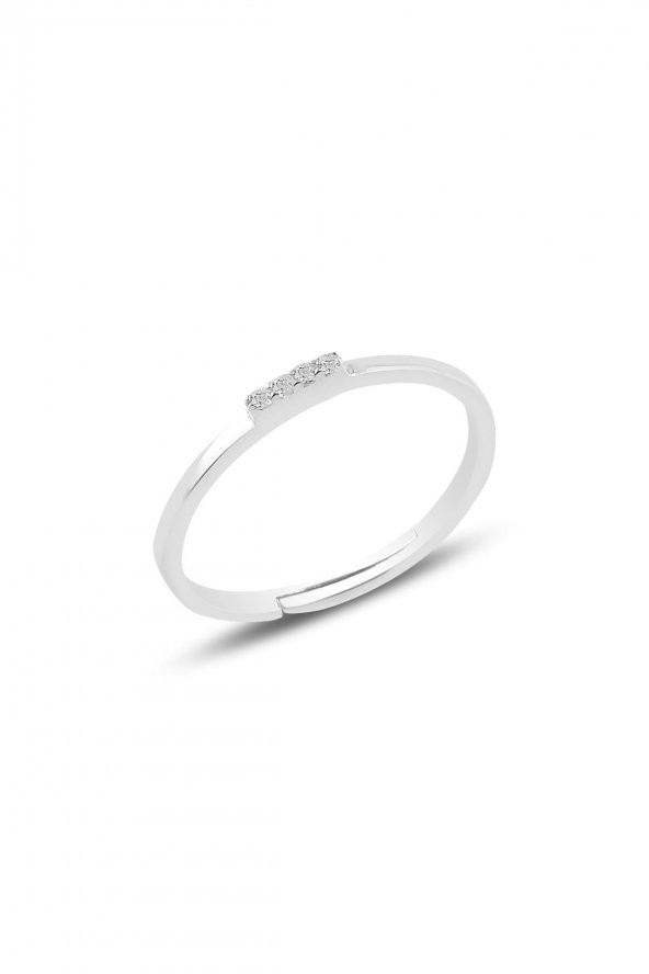 Gümüş rodyumlu zirkon taşlı ayarlamalı elegant gümüş yüzük - 1