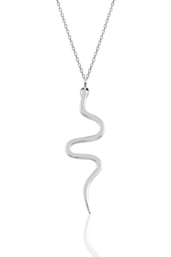 Gümüş rodyumlu yılan kolye ürün görseli 1