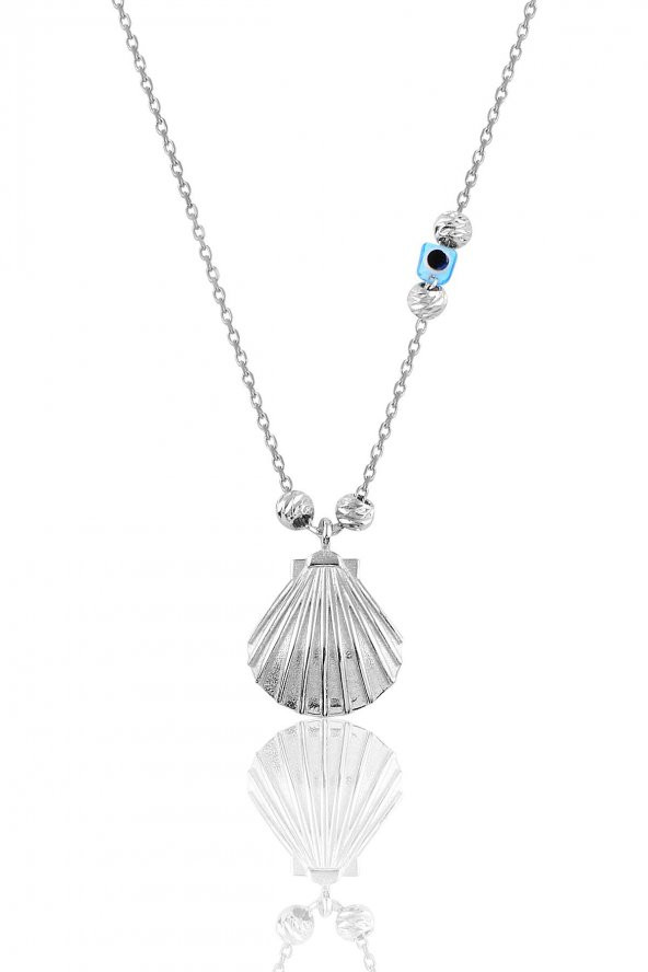 Gümüş rodyumlu doricalı  gümüş midye kolye ürün görseli 1