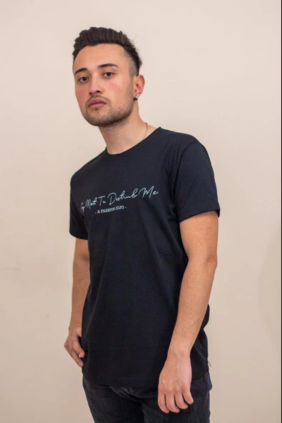 Siyah El Yazısı İmza Baskı Normal Kesim Bisiklet Yaka Erkek T-Shirt 22ETSHEYAZ - 5
