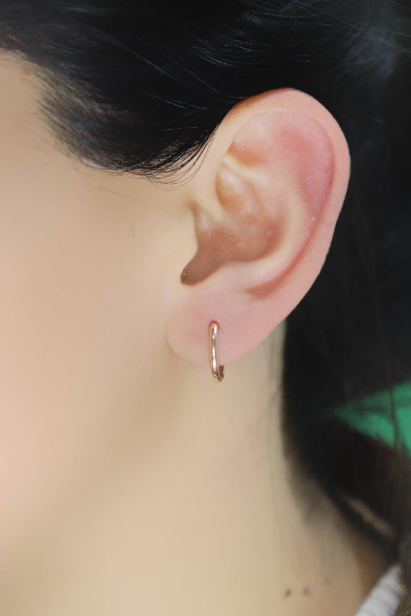 Gümüş  rose 14 mm halka küpe - 2