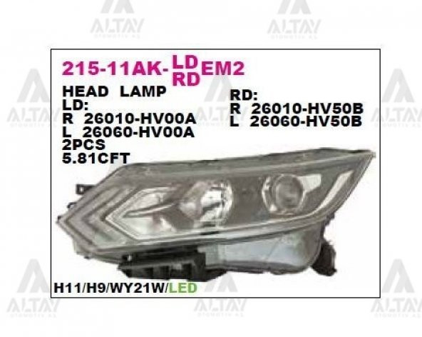 DEPO/26010-HV00A/FAR QASHQAI 17=> ELEKTRİKLİ LEDLİ SAĞ - 1