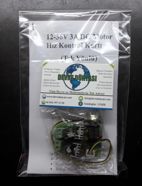 DC 12-36v 3A Pwm Motor Hız Kontrol Kartı Tek Yönlü - 3