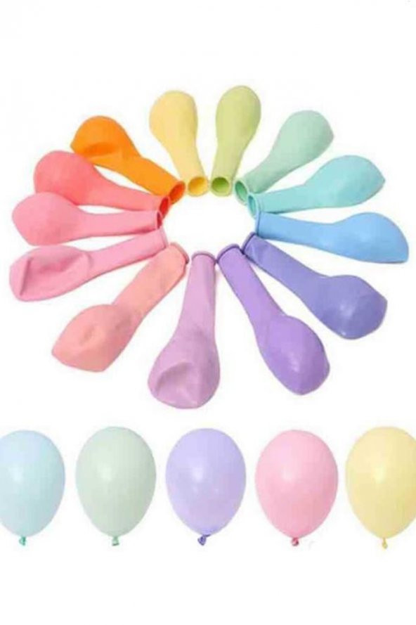 Beysüs 100 Adet Balon Pastel Makaron Balon Karışık Renk Küçük Boy 6 Inc 15 Cm * 25 Cm