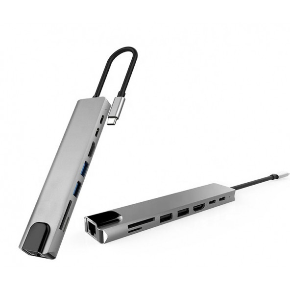Macbook Pro Air Uyumlu 8 In 1 Type-C Çoğaltıcı Hub - 6