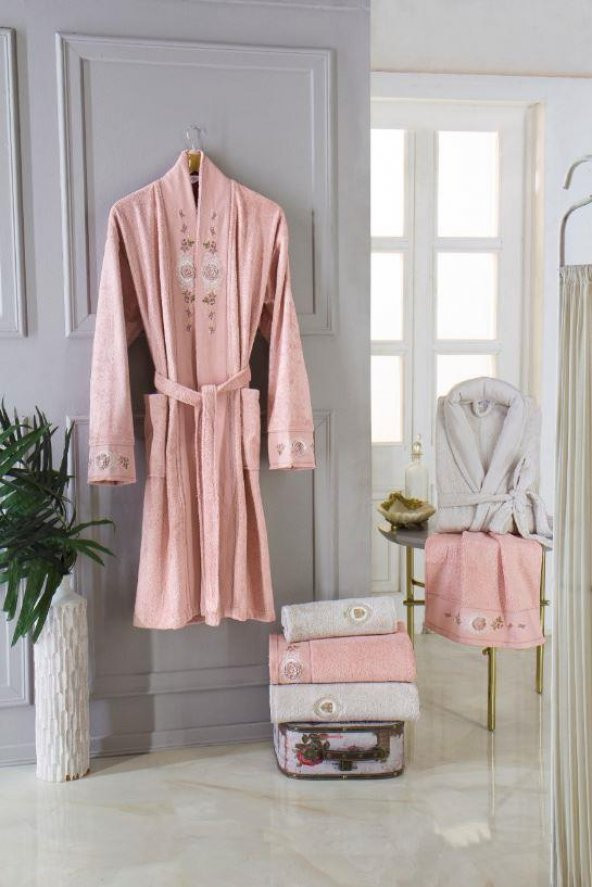 Fiesta Bambu Bornoz Seti Duygu Krem - 3