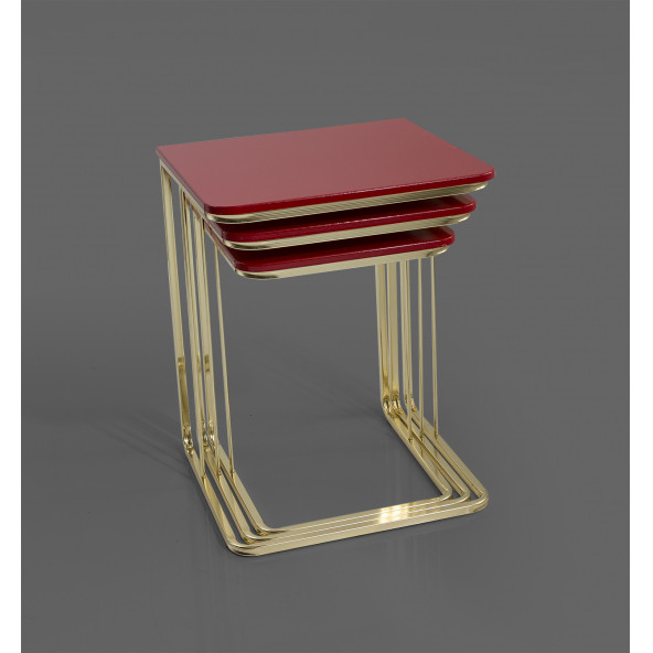 Veys Sehpa Gold 3 Lü Amor Zigon Sehpa - Orta Sehpa - Yan Sehpa - 2