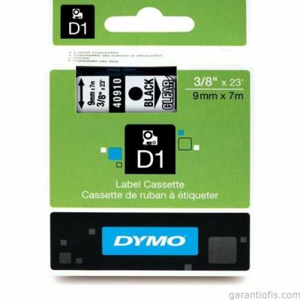 DYMO D1 Şeffaf/Siyah Yedek Şerit 9mm x 7mt (40910)