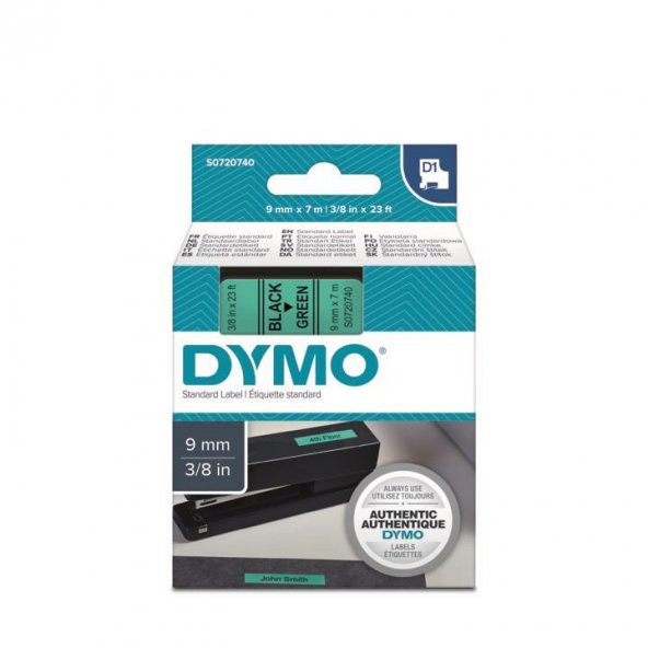 DYMO D1 Yeşil/ Siyah Yedek Şerit 9mm x 7mt (40919)