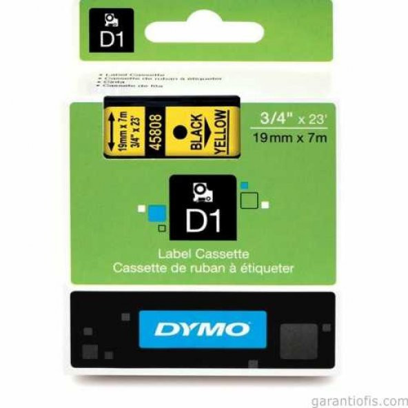 DYMO D1 Sarı/Siyah Yedek Şerit 19mm x 7mt (45808)