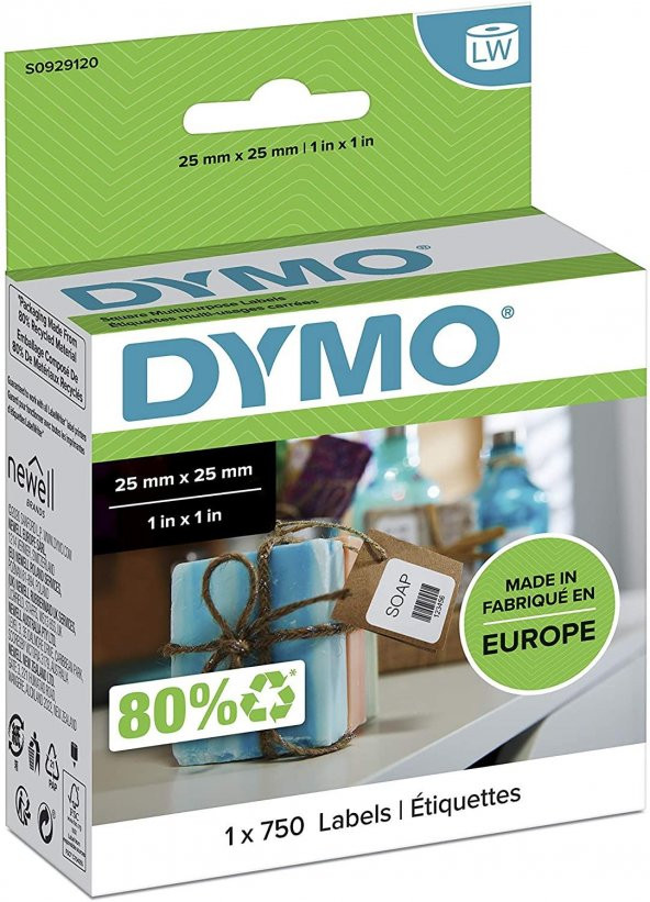 DYMO 25x25mm Çok Amaçlı Kare Barkod Etiketi (S0929120)