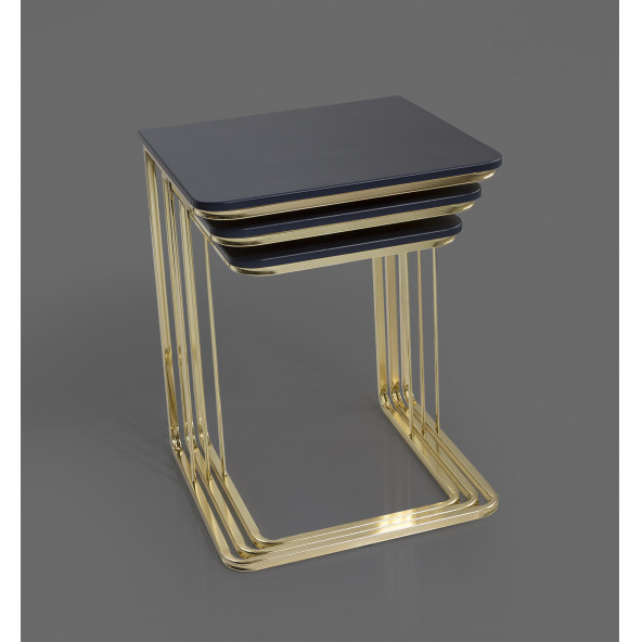 Veys Sehpa Gold 3 Lü Amor Zigon Sehpa - Orta Sehpa - Yan Sehpa - 2