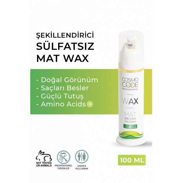 Cosmo Code Cosmocode Sülfatsız Doğal Mat Wax - 1