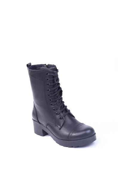 Darkwood 8471 Siyah Hakiki Deri Termo Taban Kadın Bot - Resim 1