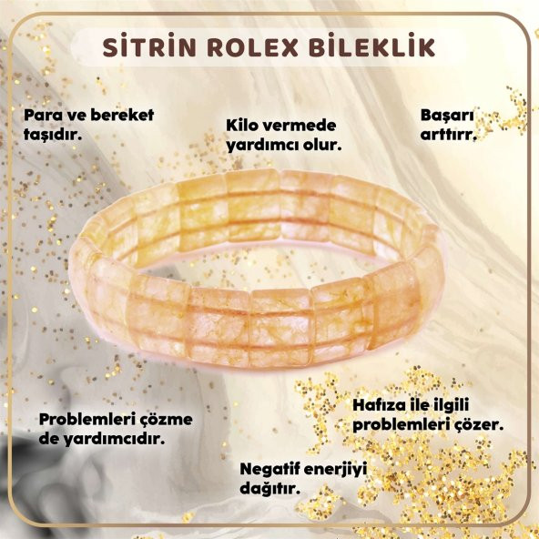 Sitrin Doğal Taş Rolex Bileklik-B791