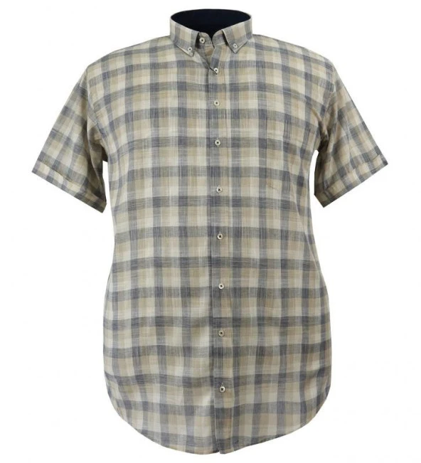 Erkek Büyük Beden Battal Boy Keten Gömlek Kısa Kol