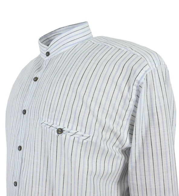 Büyük Beden Gömlek Hakim Yaka Uzun Kol - Resim 3