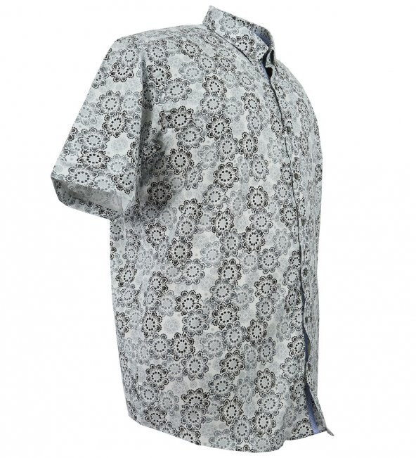 Erkek Büyük Beden Battal Boy Likralı Kısa Kol Gömlek - 3