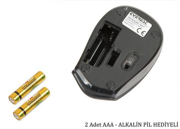 Everest SM-340 Usb Kırmızı 3D Optik Kablosuz Mouse - Resim 2