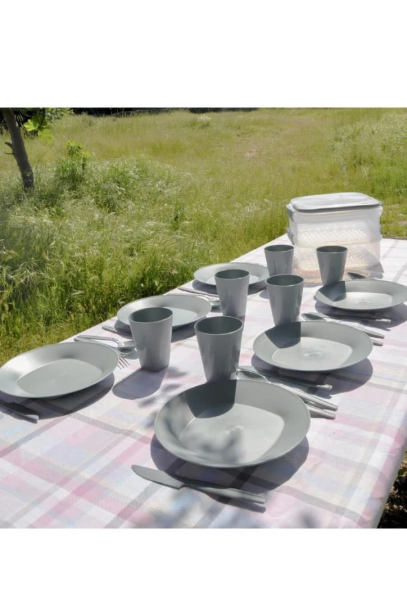 Piknik Seti Katlı Gri 32 Parça - 3