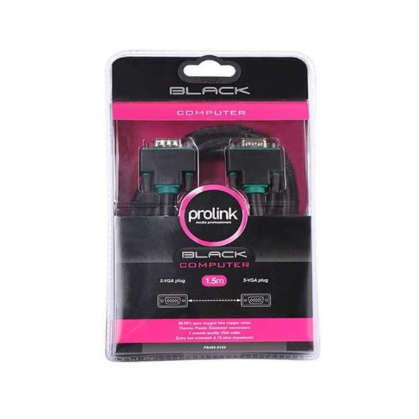 PrimeX Prolink PB488-0150 1.5 Metre VGA Kablo, Kalın VGA to VGA Kablo Erkek Erkek, - 2