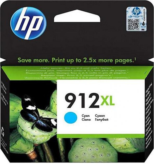 HP 912XL Yüksek Kapasite Cyan Mavi Kartuş 3YL81A ürün görseli