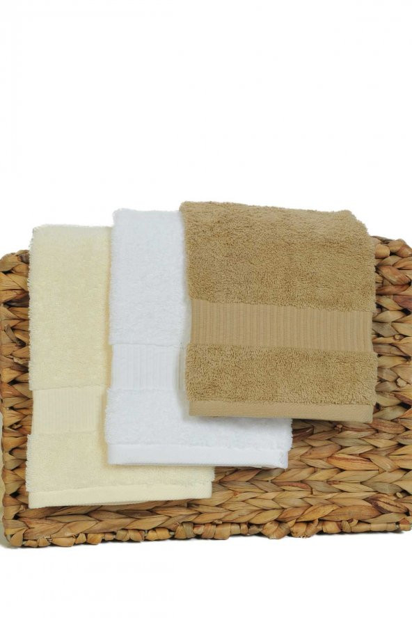Tardan Elegant 3 lü Yüz Havlusu Krem - 5