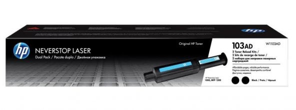 HP 103AD Black Siyah 2.500 Sayfa X 2 Çiftli Neverstop Toner W1103AD - 1