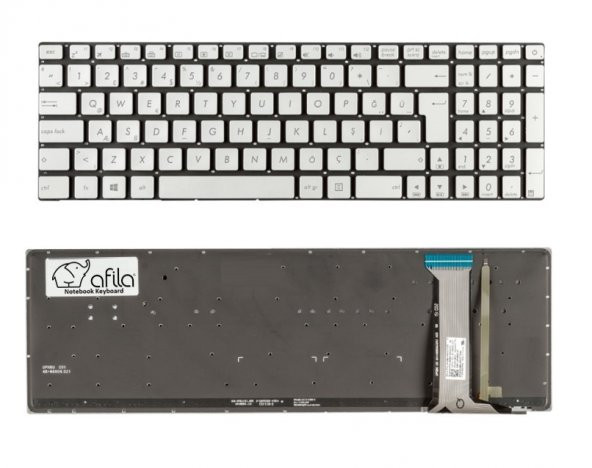 Asus G551, G551JK, G551JM, G551JW Notebook Klavyesi Gri TR ışıklı