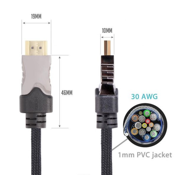 Vcom CG510-3.0 Siyah 3.0MT 1.4V Hdmi-M-Hdmi-M Kablo - 2