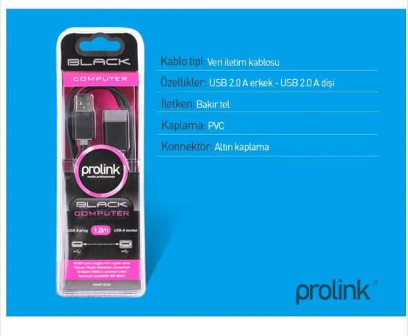 PrimeX Prolink PB467-0100 1 Metre USB Uzatma Kablo, Kısa Usb Uzatma Kablo - 5