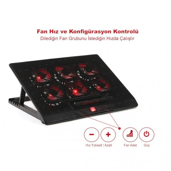 TX TXACNBRED Red Alert 6 Led Fanlı Dijital Fan Kontrolcülü, Yükseklik Ayarlı Sogutucu - 2