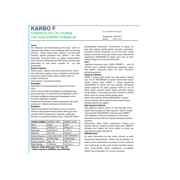 KARBON F 300 GRAM KARBON ELYAF LİFLİ KUMAŞ YAPI GÜÇLENDİRİCİ KUMAŞLAR - 5