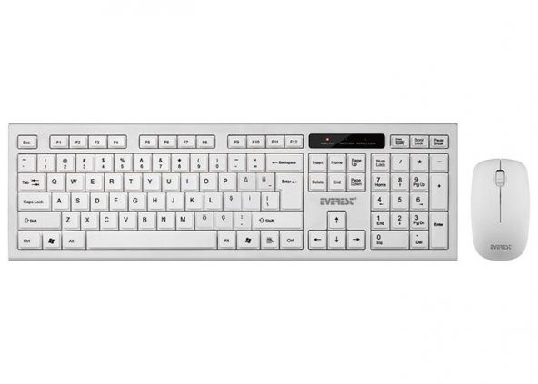 Everest Km-6121 Beyaz Kablosuz Q Slim Klavye + Mouse Set