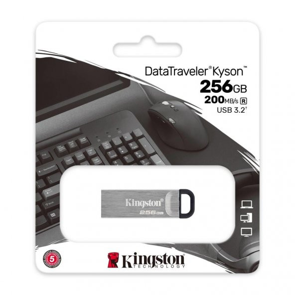 Kingston DTKN-256GB 256GB DataTraveler Kyson 200MB-s Metal USB 3.2 Gen 1 Flash Bellek - 2