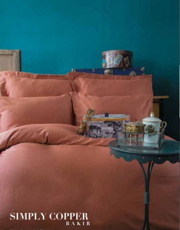 İssimo Home Simply Pamuk Saten Çift Kişilik Nevresim Takımı Bakır - 1