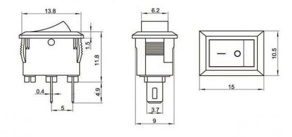 KCD11 Mini On-Off Anahtar - Siyah - 5 Adet - 2