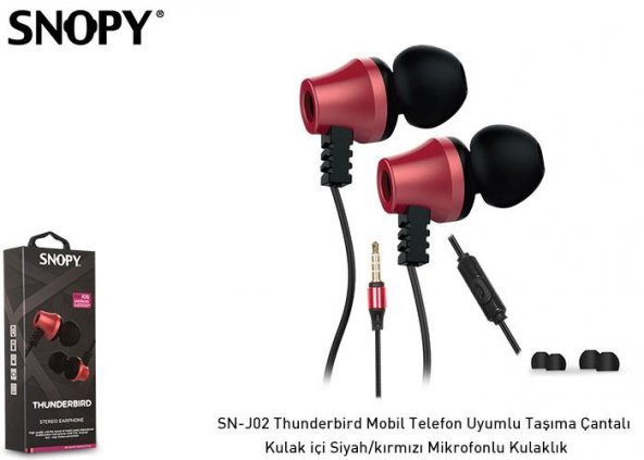 Snopy SN-J02 Thunderbird Mobil Telefon Uyumlu  Kulak içi Siyah-kırmızı Mikrofonlu Kulaklık