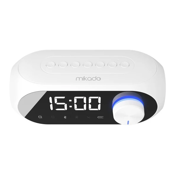 Mikado MD-W7 1200mAh 5W Beyaz Bluetooth-Aux-Derece-Usb-FM Double Alarmlı Saat Speaker Speaker - 4