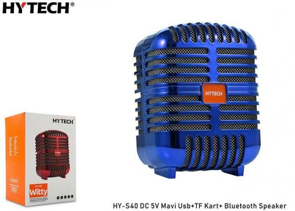 Hytech HY-S40 DC 5V Bluetooth Speaker Mavi Usb+TF Kart