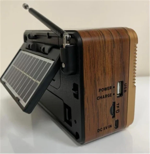 Everton Rt-671 Bluetooth Fm-Usb-Tf-Aux Şarjlı Solar Nostaljik Radyo Güneş Panelli - Resim 2