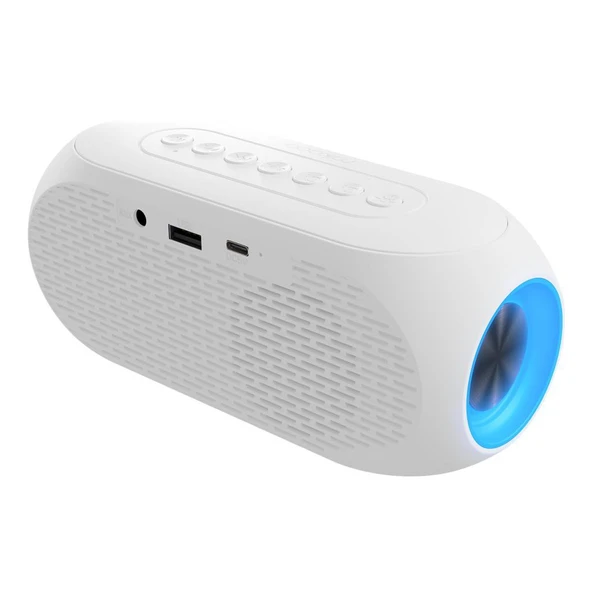Mikado MD-W7 1200mAh 5W Beyaz Bluetooth-Aux-Derece-Usb-FM Double Alarmlı Saat Speaker Speaker - 5