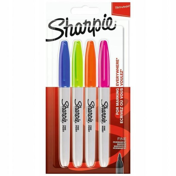 Sharpie Markör Permanent Fine Canlı Renkler 4 LÜ 2065403