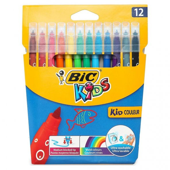 Bic Keçeli Boya Kalemi Kids Couleur Yıkanabilir 12 Renk 920293