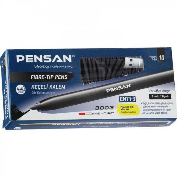 Pensan Keçeli Boya Kalemi Ofis Tipi Siyah 3003