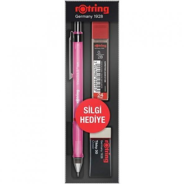 Rotring Visuclick 0.5mm Pembe Versatil Kalem + Silgi + Uç