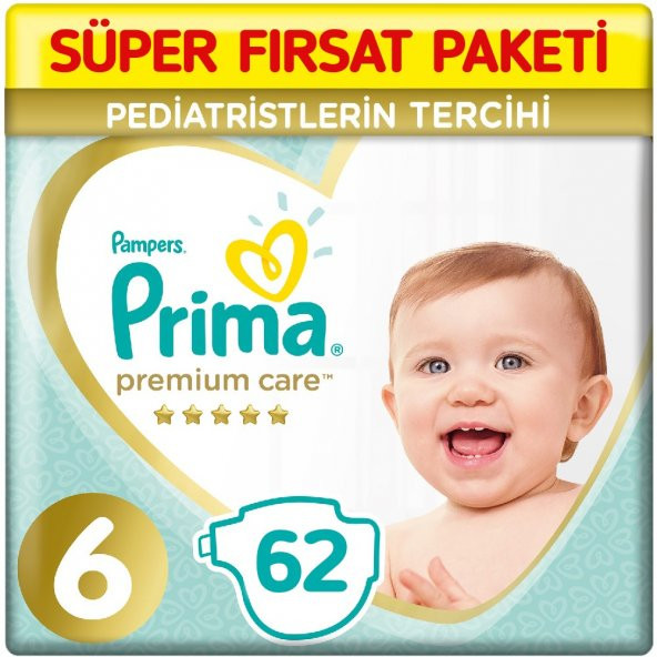 Prima Premium Care 6 Beden Bebek Bezi  62 Adet ürün görseli