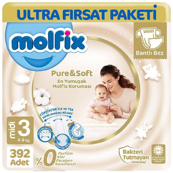 Molfix Pure Soft Ultra Avantaj Bebek Bezi 3 Beden 98x4 392 Adet