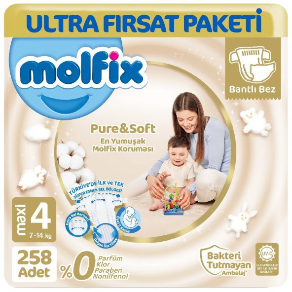 Molfix Pure Soft Ultra Avantaj Bebek Bezi 4 Beden 86X3 258 Adet
