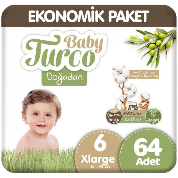 Baby Turco Doğadan 6 Beden Ekonomik 32x2 64 Adet - 1